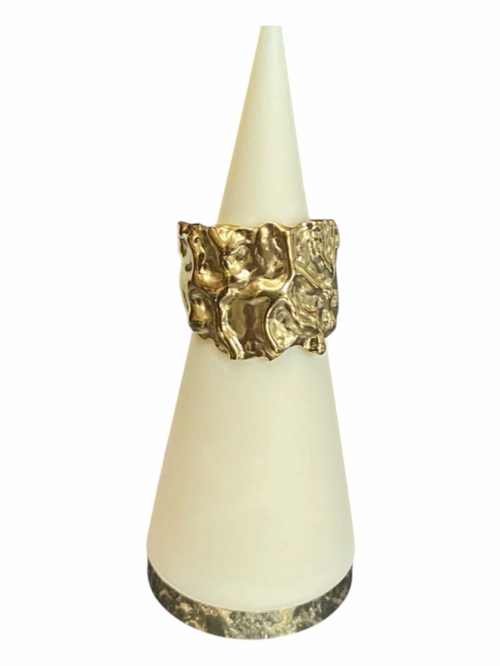 Hammered Pattern 304 Stainless Steel Plating 18K Gold Plated Women's Open Ring